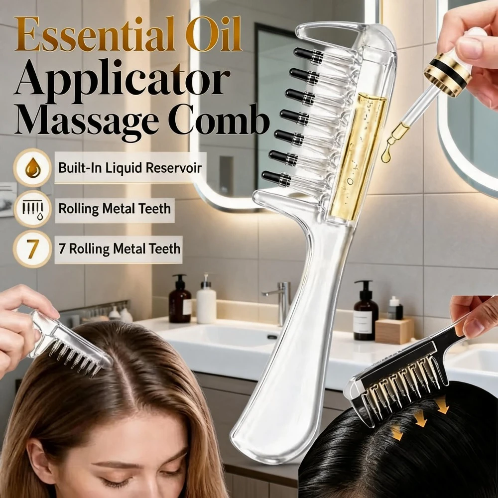 Root Stimulator Liquid - Essentiële olie vloeistofgeleidende kam hoofdhuidapplicator massagekam,